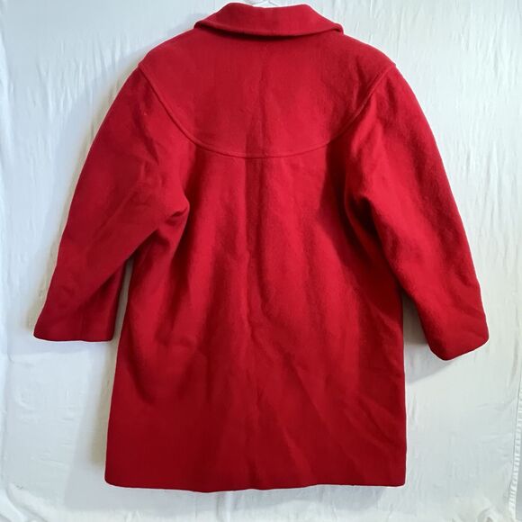ALEXON VINTAGE WOMEN RED PURE WOOL LONG WINTER OVERCOAT COAT Sz M Uk Made - Picture 2 of 9